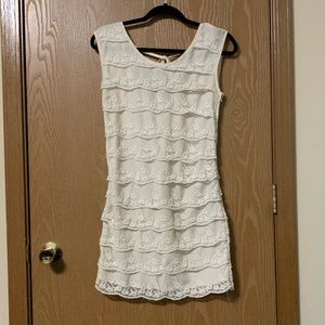 Cream lace ruffle dress